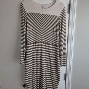 Striped Brown and White Dress